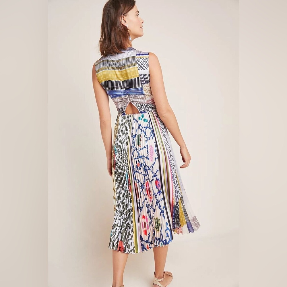 Anthropologie Geisha Designs Jacinta Pleated Multicolor Dress - Picture 3 of 14